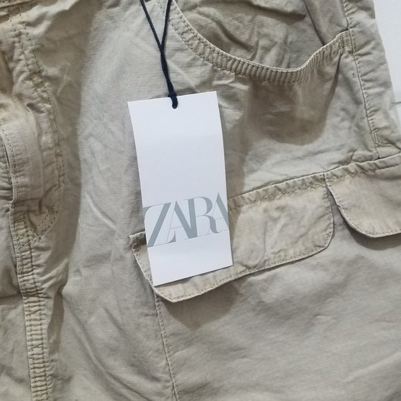 NWT BEIGE CARGO MINI 100% COTTON SKIRT - Picture 4 of 5